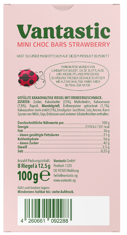 Vantastic Mini-Chocbars Strawberry Vantastic Mini-Chocbars Strawberry 100g
