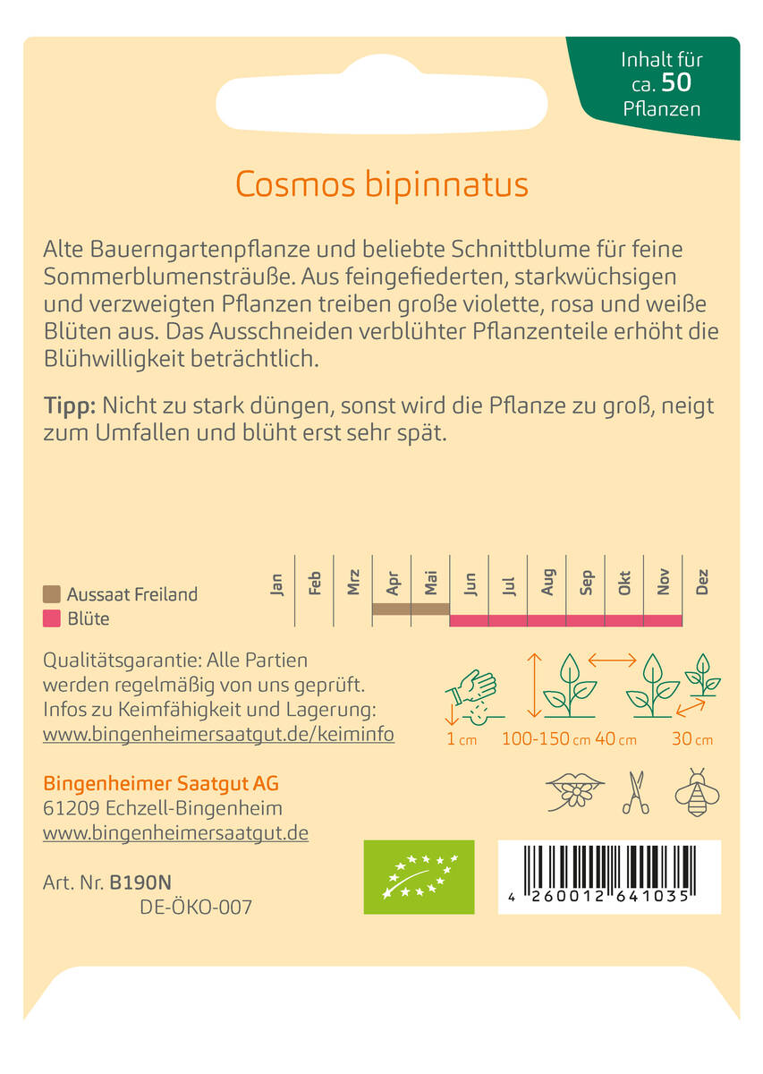 Bingenheimer Saatgut Cosmea Bingenheimer Saatgut Cosmea