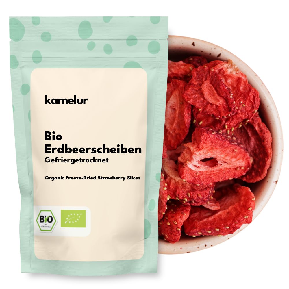 Bio Erdbeeren, gefriergetrocknet, Scheiben