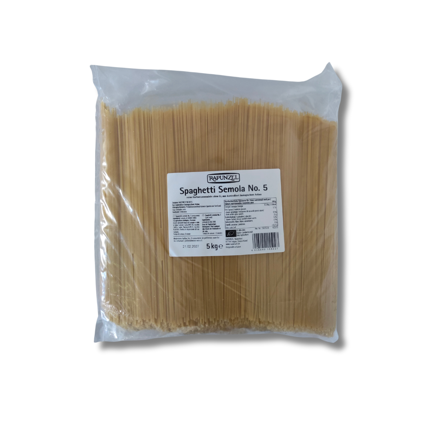 Rapunzel Spaghetti Semola No. 5, Vorratspack 5kg Rapunzel Spaghetti Semola No. 5, Vorratspack 5kg