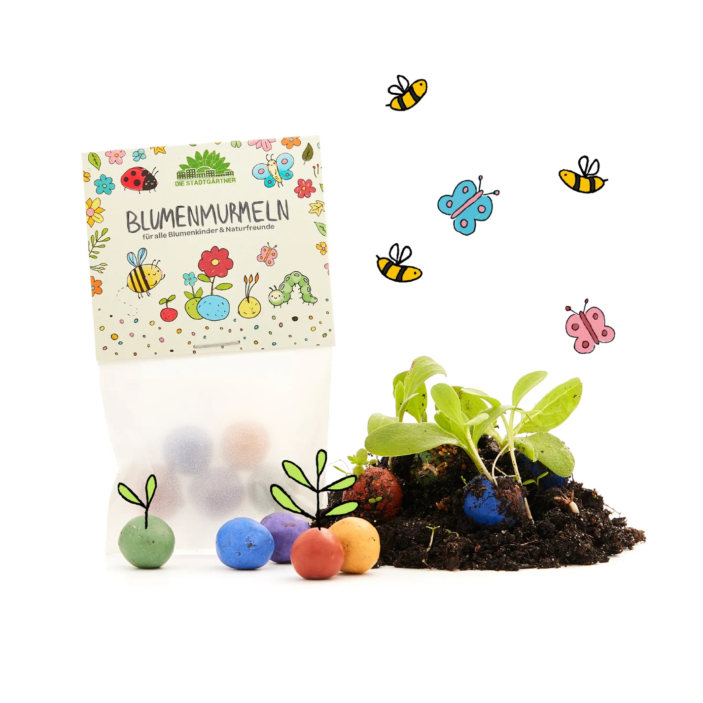 Stadtgärtner Blumenmurmeln im Pergaminbeutel 10er Pack
