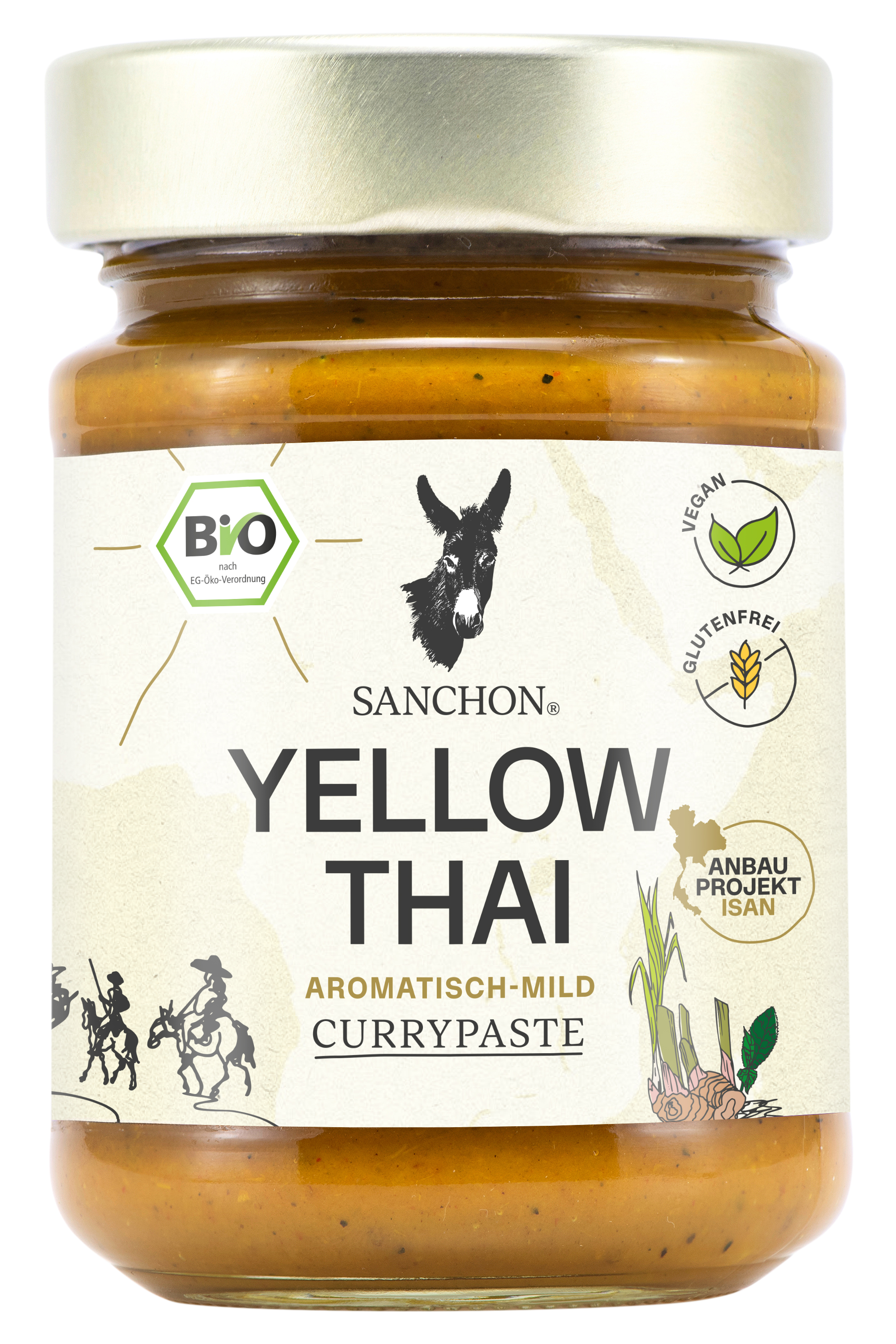 Pâte de curry thaï bio, jaune, 6x190g