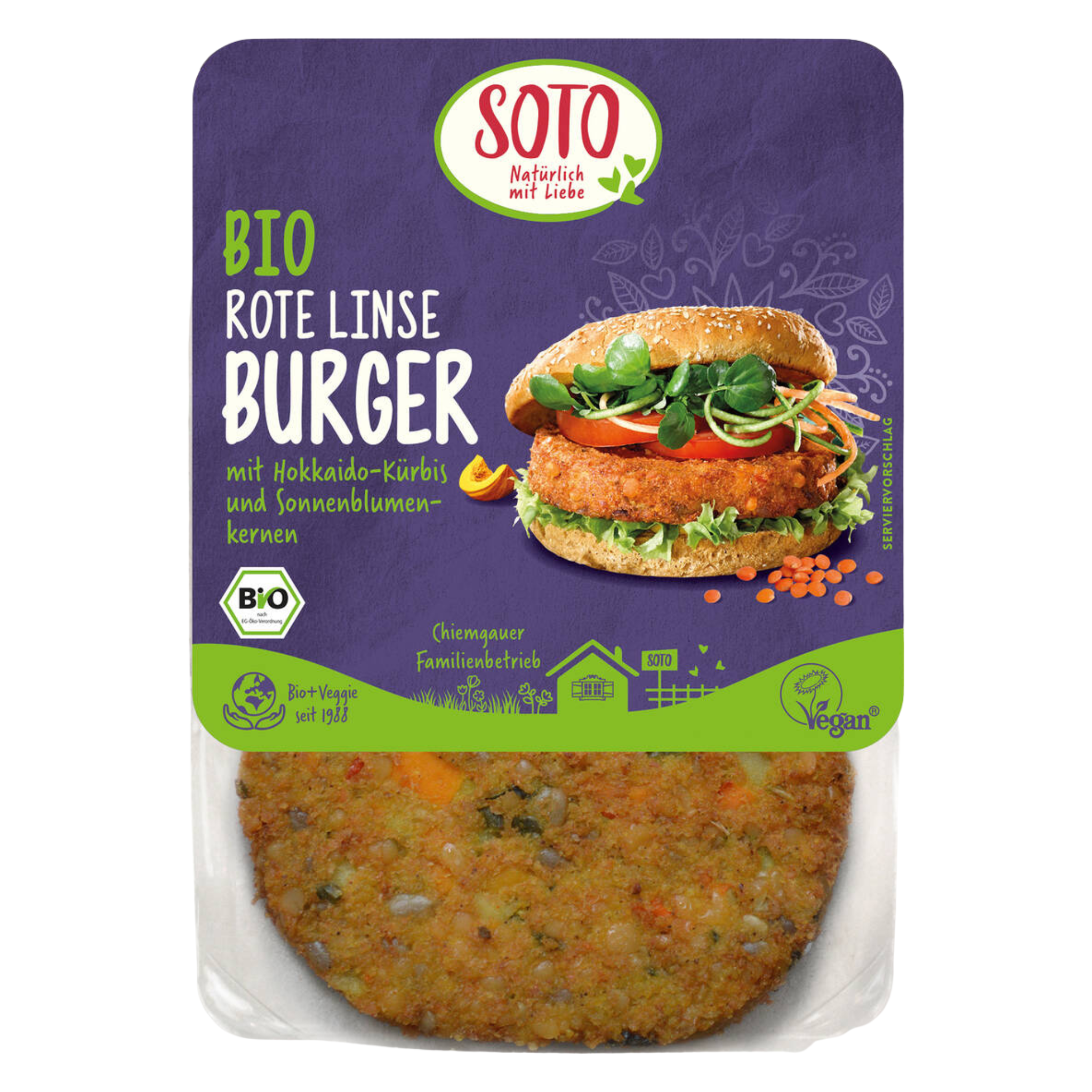 Soto Bio Gemüse Burger rote Linsen 160g