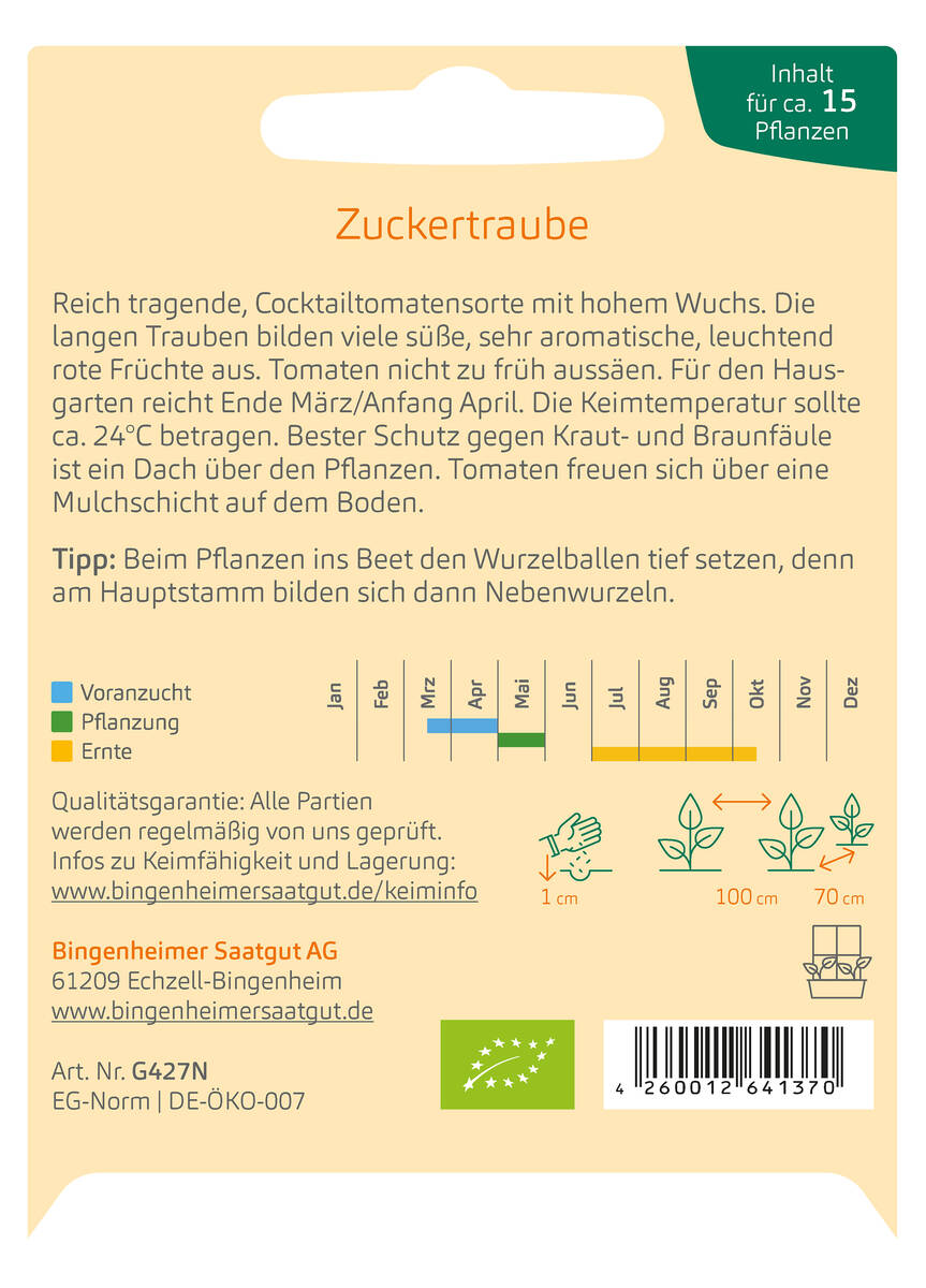Bingenheimer Saatgut Cocktailtomate Zuckertraube Bingenheimer Saatgut Cocktailtomate Zuckertraube