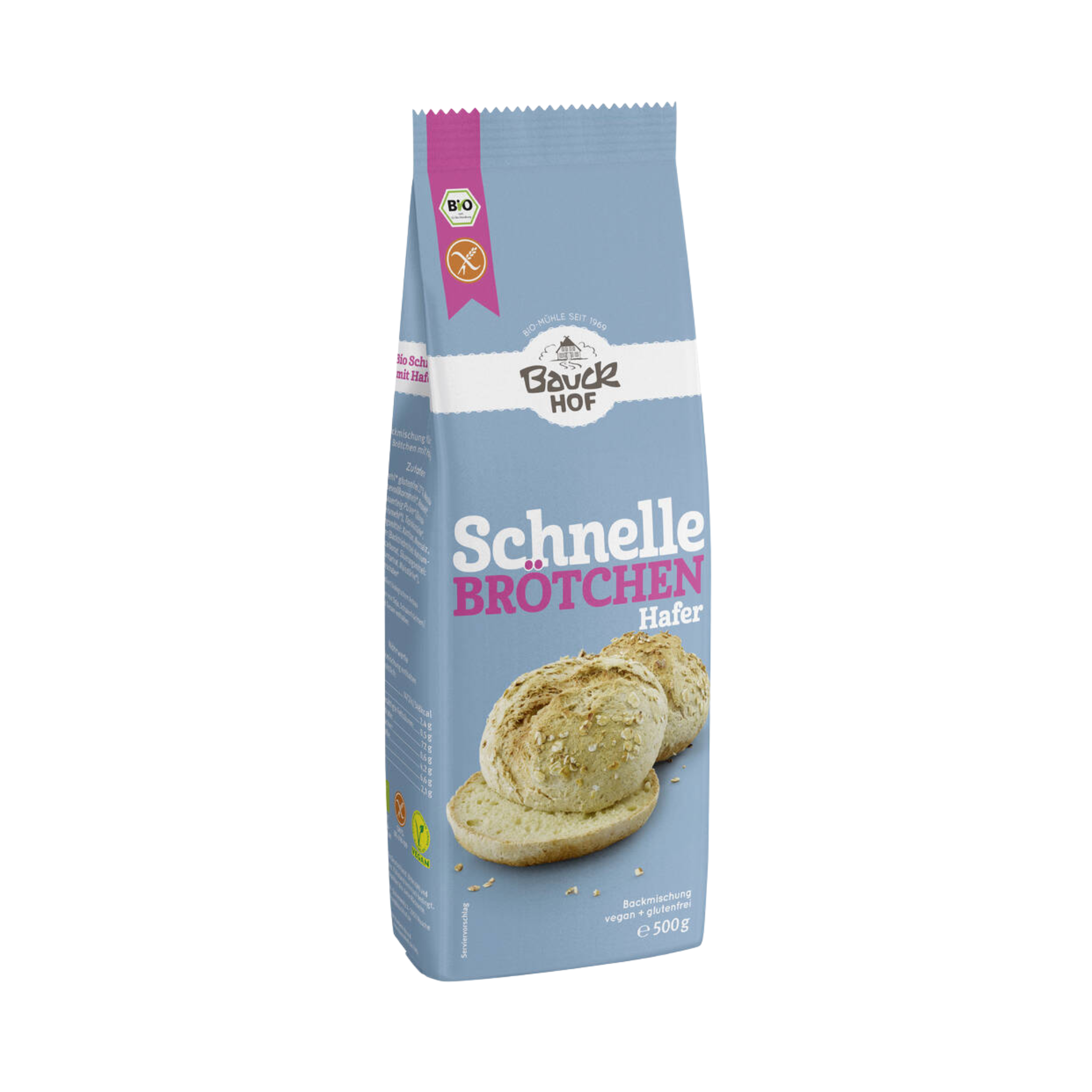 Petits pains rapides bio à l'avoine Bauckhof, sans gluten, 6 x 500 g