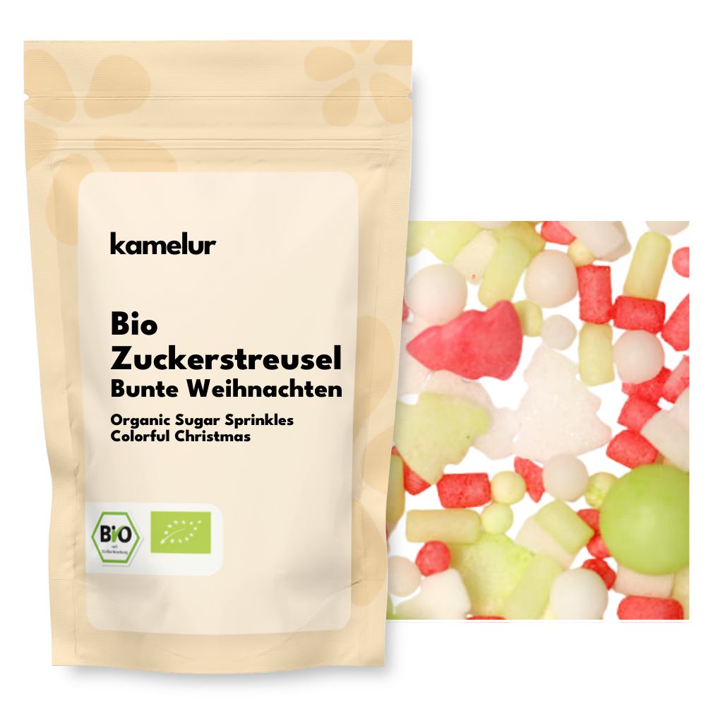 Bio Zuckerstreusel, bunte Weihnachten Bio vermicelles en sucre, Noël coloré