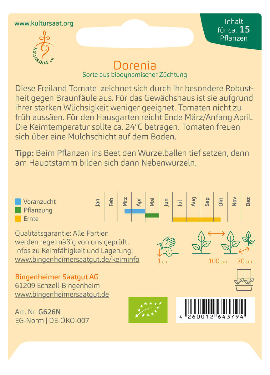 Bingenheimer Saatgut Tomate Dorenia