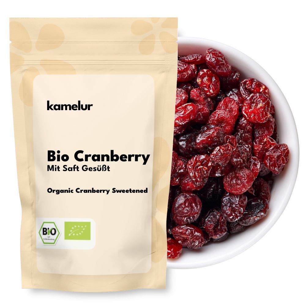 Bio Cranberry mit Saft gesüßt Cranberry bio, sucrée au jus