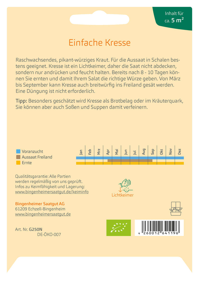 Bingenheimer Saatgut Einfache Kresse Bingenheimer Saatgut Einfache Kresse