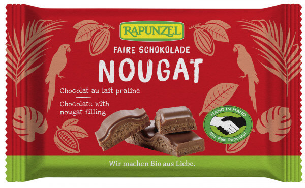 Rapunzel Nougat Schokolade, 100g 12er Pack