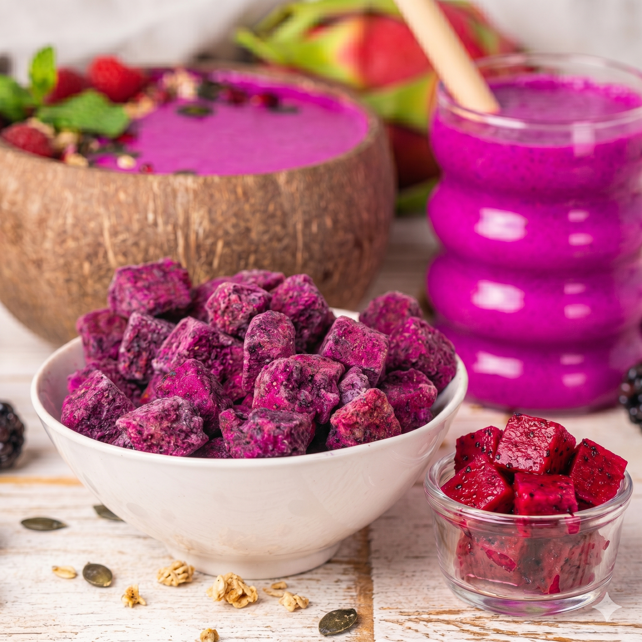 Cubetti di pitaya bio liofilizzati