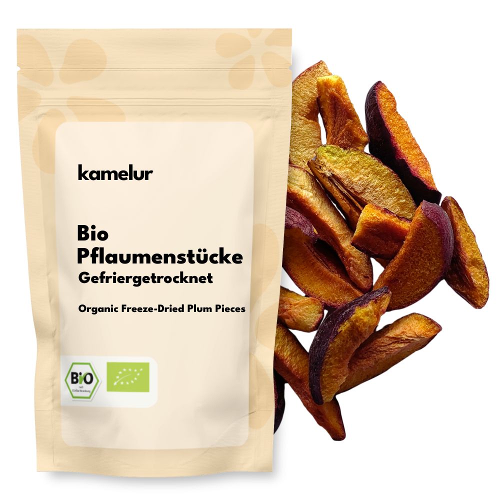 Bio Pflaumenhälften gefriergetrocknet Bio Pflaumenstücke gefriergetrocknet 250g
