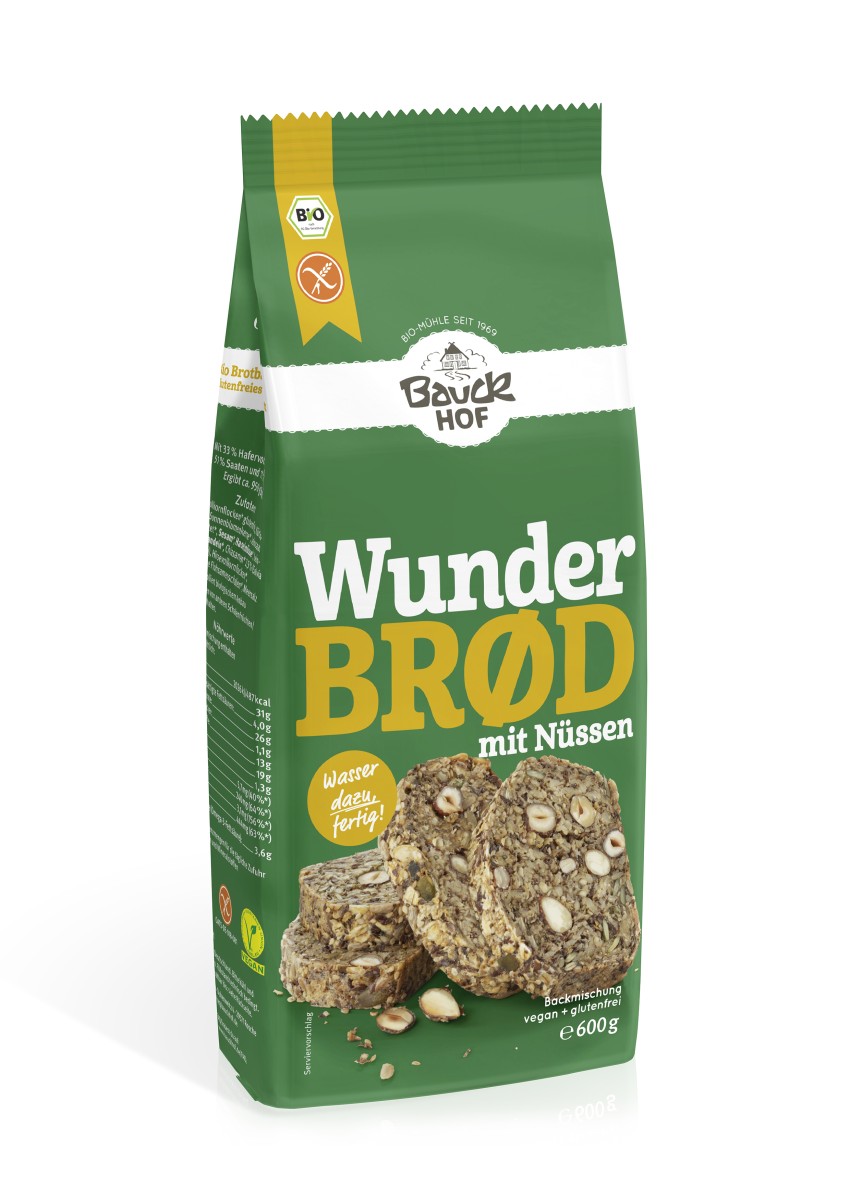 Bauckhof Bio Wunderbrød mit Nüssen glutenfrei Bauckhof Bio Wunderbrød mit Nüssen glutenfrei