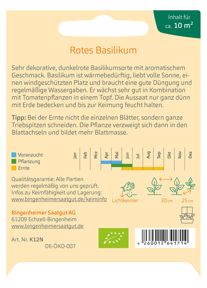Bingenheimer Saatgut Basilikum rot Bingenheimer Saatgut Basilikum rot