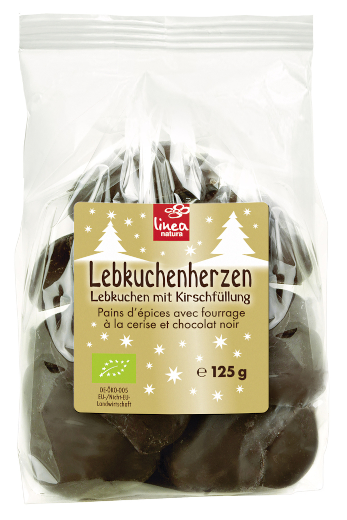 Linea natura Bio Lebkuchenherzen Zartbitter Kirschfüllung 12 Beutel