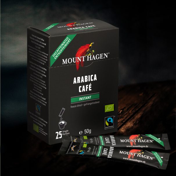 Mount Hagen café bio en dosettes, 18 dosettes Mount Hagen Bio Arabica Kaffee Ft Instant Stick Box entkoffeiniert