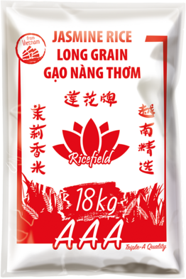 RICEFIELD Vietnam Jasminreis 100% Langkorn RICEFIELD Vietnam Jasminreis 100% Langkorn 18kg