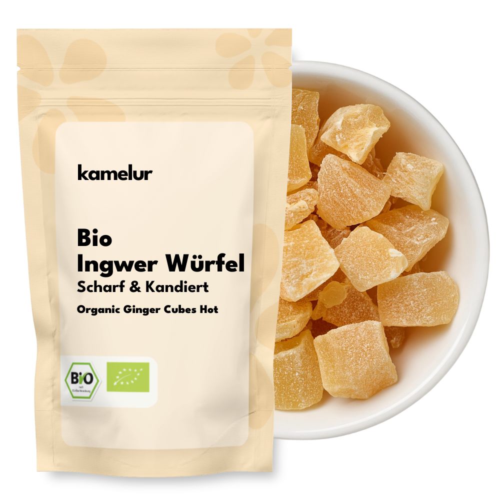 Bio Ingwer Würfel scharf kandiert Cubes de gingembre fort bio, confits
