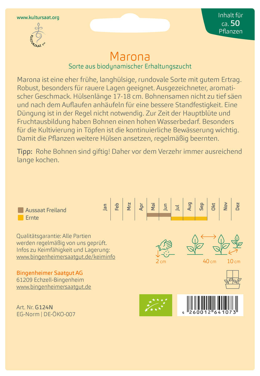 Bingenheimer Saatgut Buschbohne Marona Bingenheimer Saatgut Buschbohne Marona