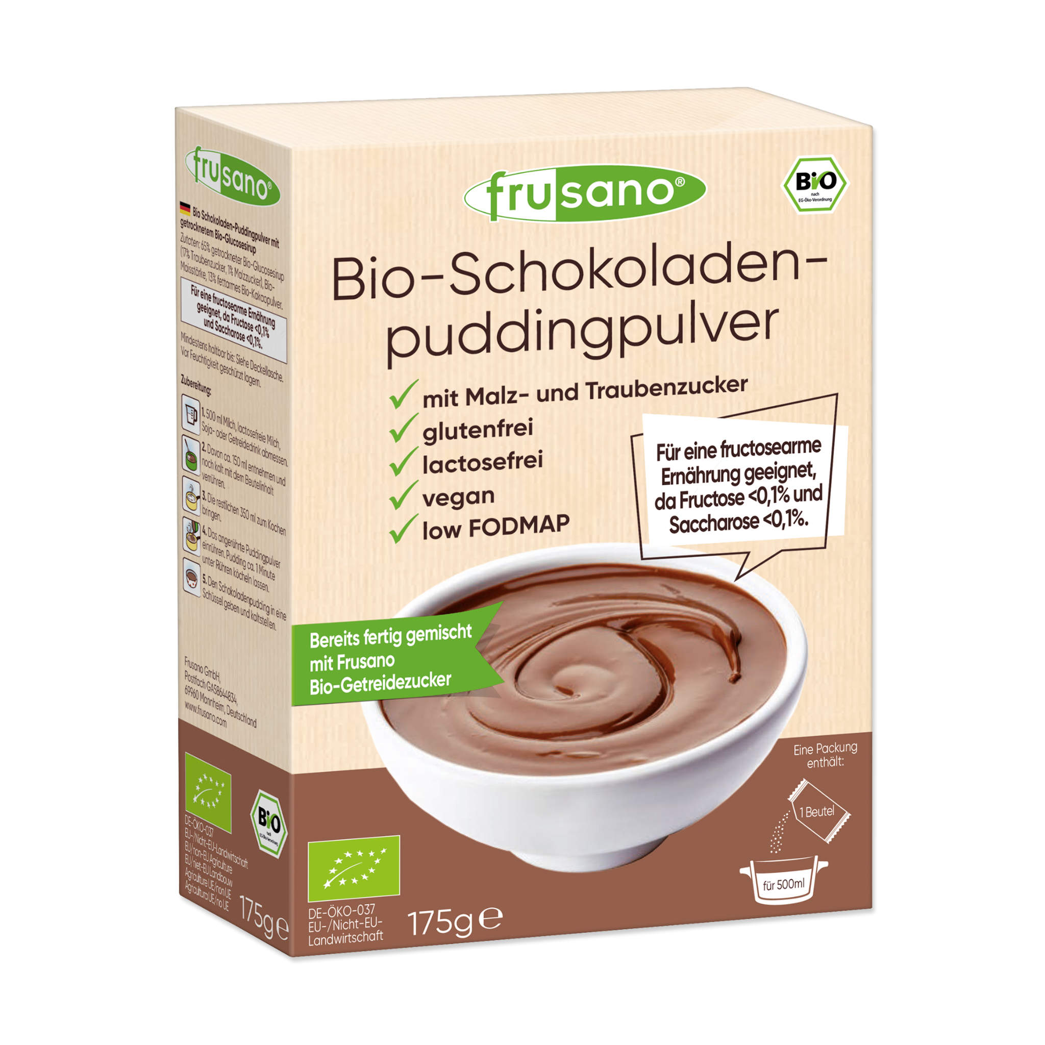 Frusano Bio Schokoladenpuddingpulver 175g