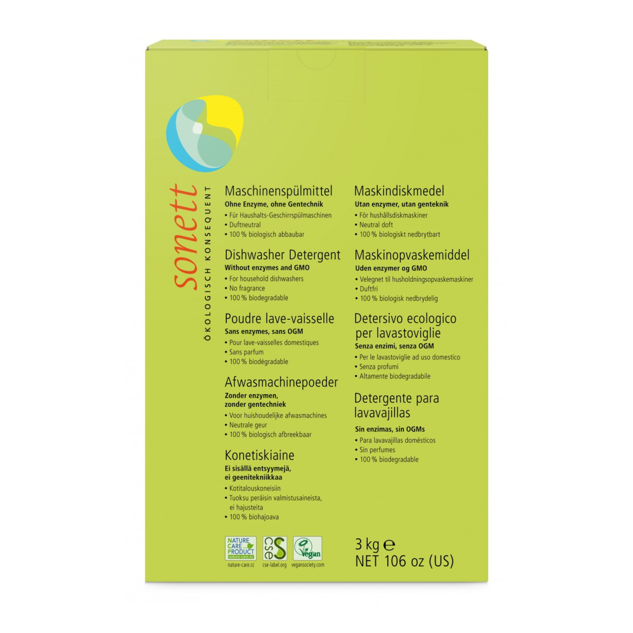 sonett détergent pour lave-vaisselle 3kg