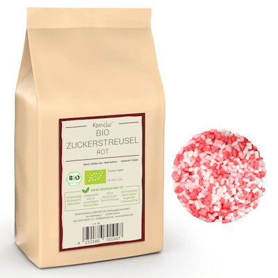 Bio Zuckerstreusel rot & rosa von Kamelur